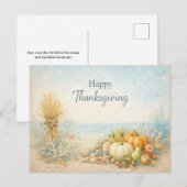 Coastal Autumn Happy Thanksgiving Harvest  シーズンポストカード (正面/裏面)