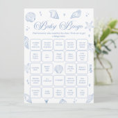 Coastal Baby Shower Find the Guest Bingo Game Card 招待状 (スタンド正面)