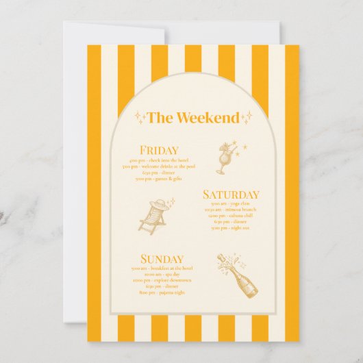 Coastal Bachelorette Invitation/Itinerary - Orange 招待状 (裏面)