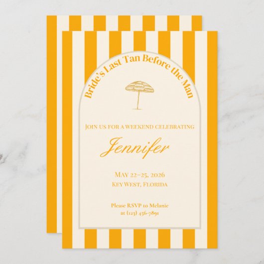 Coastal Bachelorette Invitation/Itinerary - Orange 招待状 (正面/裏面)