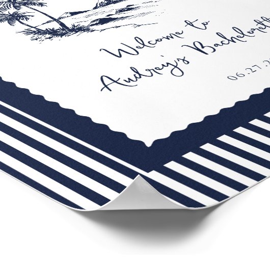 Coastal Bachelorette Party Welcome Sign ポスター (角)