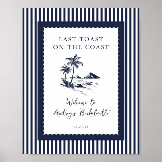 Coastal Bachelorette Party Welcome Sign ポスター (正面)