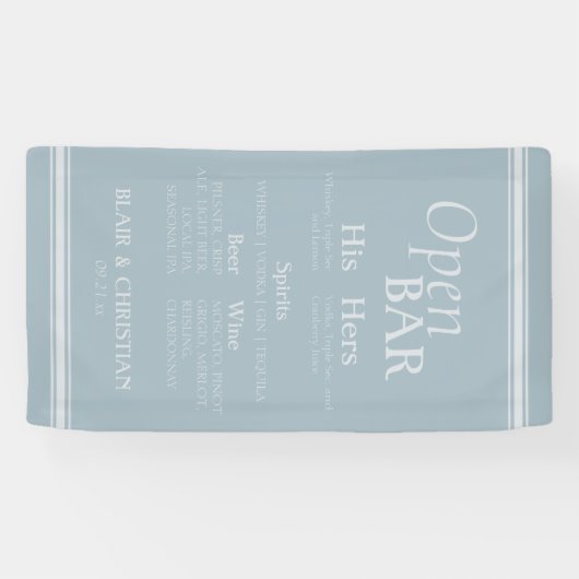 Coastal Bar Menu Wedding Reception Decor 横断幕 (横)