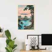 Coastal Bay Wall Art - Pine Trees, Bridge, Calm ポスター (ホームオフィス)