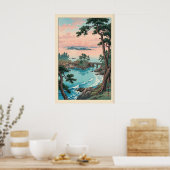 Coastal Bay Wall Art - Pine Trees, Bridge, Calm ポスター (キッチン)