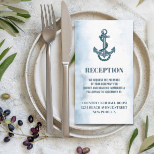 Coastal Beach Anchor Nautical Wedding Direction エンクロージャーカード