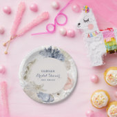 Coastal Beach blue seashell bridal shower ペーパープレート (パーティー)