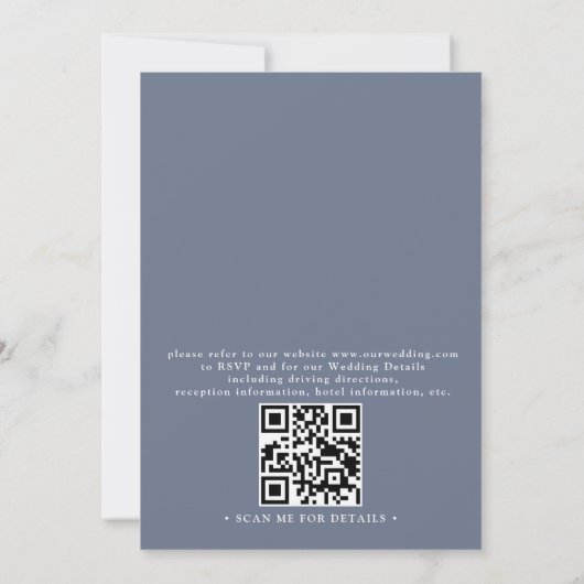 Coastal beach blue seashell qr code wedding 招待状 (裏面)