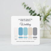 Coastal Beach Blue Wedding Color Palette Card 招待状 (スタンド正面)