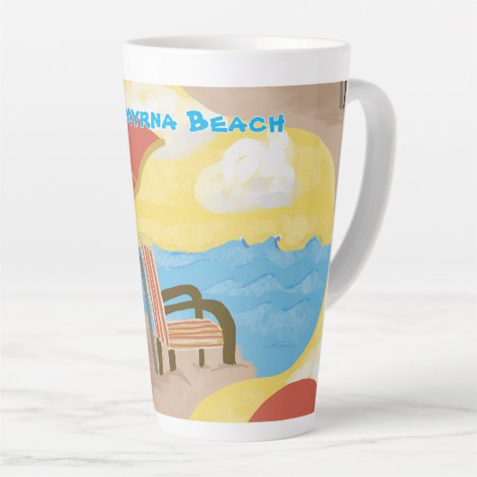 Coastal Beach Chair Custom Latte Mug カフェラテマグ (右アングル)