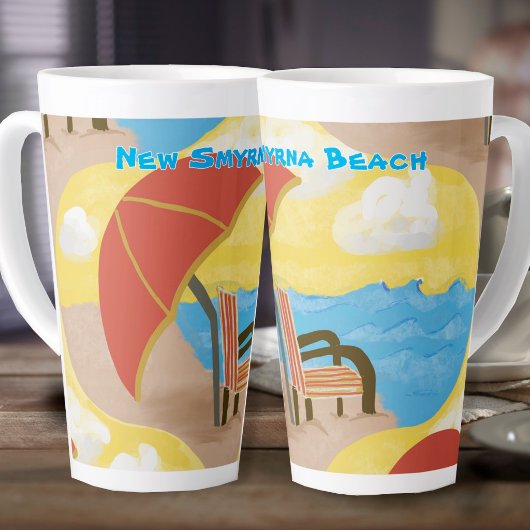 Coastal Beach Chair Custom Latte Mug カフェラテマグ