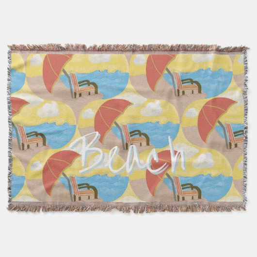 Coastal Beach Chair Custom Throw Blanket スローブランケット (正面)
