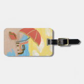 Coastal Beach Chair Illustrated Summer Luggage Tag ラゲッジタグ (正面横)
