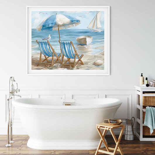 Coastal Beach Chairs Coastal Wall Art | ポスター