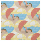 Coastal Beach Chairs Illustrated Pattern  ファブリック (見本)