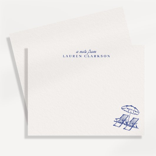 Coastal Beach Chairs Umbrella Note Card 招待状