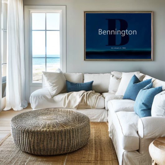 Coastal Beach Custom Last Name Decor Prints ポスター