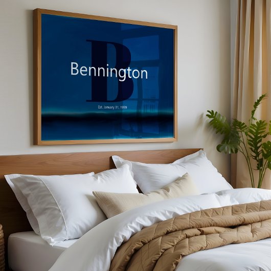 Coastal Beach Custom Last Name Decor Prints ポスター