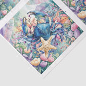 Coastal Beach Floral Blue Crab & Shells Decoupage  薄葉紙 (詳細)