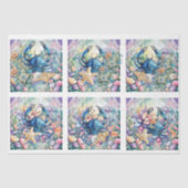 Coastal Beach Floral Blue Crab & Shells Decoupage 薄葉紙 (正面)