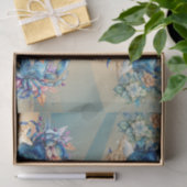 Coastal Beach Floral Blue Crab & Shells Decoupage  薄葉紙 (ギフト)