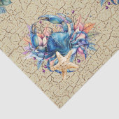Coastal Beach Floral Blue Crab & Shells Decoupage  薄葉紙 (詳細)