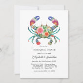 Coastal Beach Floral Nautical Rehearsal Dinner 招待状 (正面)