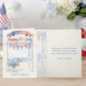 Coastal Beach Hydrangea Happy 4th of July Card カード