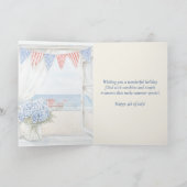 Coastal Beach Hydrangea Happy 4th of July Card カード (内部)