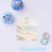 Coastal beach modern budget wedding Save the Date チラシ (シングル)