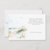 Coastal Beach Modern Watercolor Photo Wedding サンキューカード (裏面)