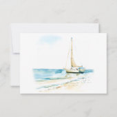Coastal Beach Modern Watercolor Wedding セーブザデート (裏面)