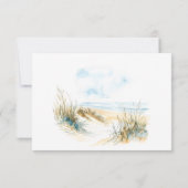 Coastal Beach Modern Watercolor Wedding 出欠カード (裏面)