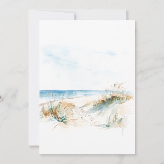 Coastal Beach Modern Watercolor Wedding 招待状 (裏面)