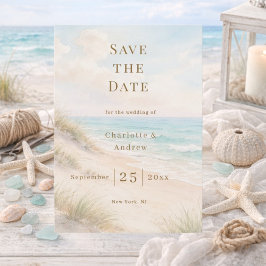 Coastal beach modern wedding セーブザデート