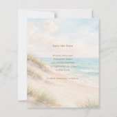Coastal beach modern wedding Save the Date card (裏面)