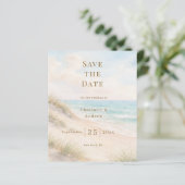 Coastal beach modern wedding Save the Date card (スタンド正面)