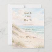 Coastal beach modern wedding Save the Date card (正面)