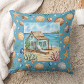 Coastal Beach Mug & Pillow - Seashells Starfish Co クッション (ブランケット)