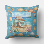 Coastal Beach Mug & Pillow - Seashells Starfish Co クッション (裏面)