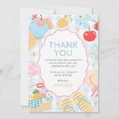 Coastal Beach Pastel Doodle Girls Birthday サンキューカード (正面)
