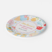 Coastal Beach Pastel Doodle Girls Birthday ペーパープレート (アングル)