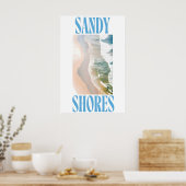 Coastal Beach Print Sandy Shores Aerial Photograph ポスター (キッチン)