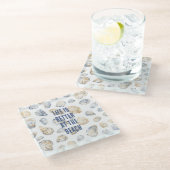 Coastal Beach Sea Shells ガラスコースター (アングル)