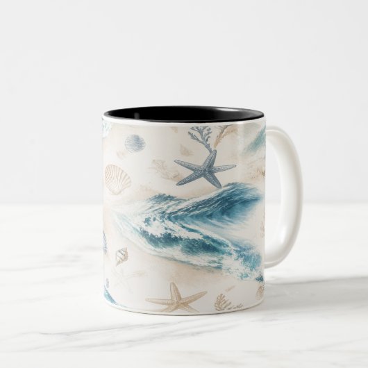 Coastal Beach Seashells Mug ツートーンマグカップ (正面右)