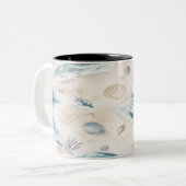 Coastal Beach Seashells Mug ツートーンマグカップ (正面左)