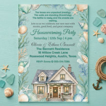Coastal Beach Seashells Tropical Sand Housewarming