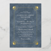 Coastal Beach Shells Wedding 箔招待状 (正面)