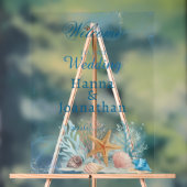 Coastal Beach Watercolor Unique Wedding Welcome アクリルサイン (ニュートラル)
