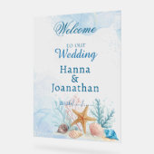 Coastal Beach Watercolor Unique Wedding Welcome アクリルサイン (傾斜)